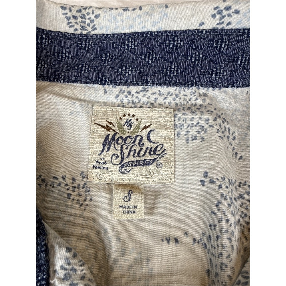 Moonshine Spirit by Brad Paisley Men Small White Blue Western Snap Button Shirt - Picture 4 of 5